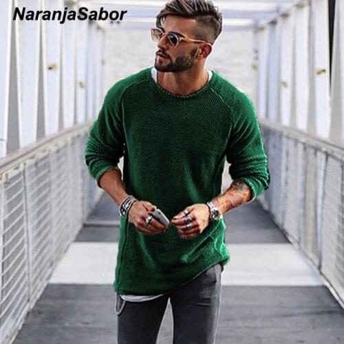 NaranjaSabor Mens Sweater 2020 Autumn Winter Slim Solid Sweater Men Casual Pull Jumper Male Brand Clothing EU Size N545