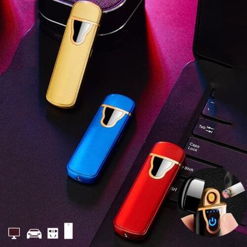 New Fingerprint Induction Lighter Rechargeable Lighter USB Plasma Flameless Electric Lighters Smoking Creative Gadgets For Men