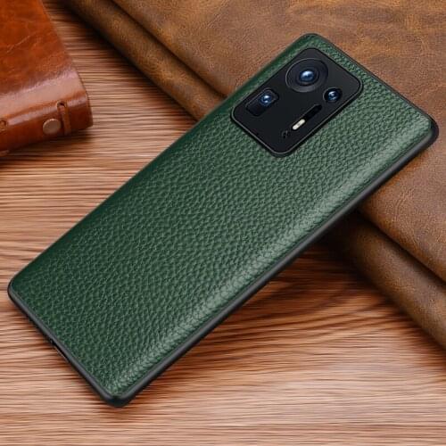 2021 New 4 Colors Genuine Leather Cover For Xiaomi Mix 4 Mix4 Soft Rubber Silicone Border Real Natural Cowhide Full Edge Protect