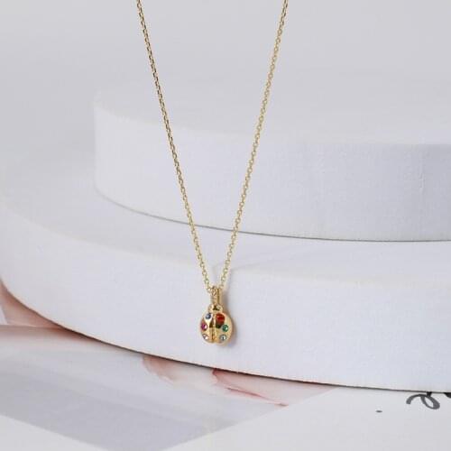 European and American jewelry wholesale small three-dimensional Ladybug shape inlaid diamond necklace