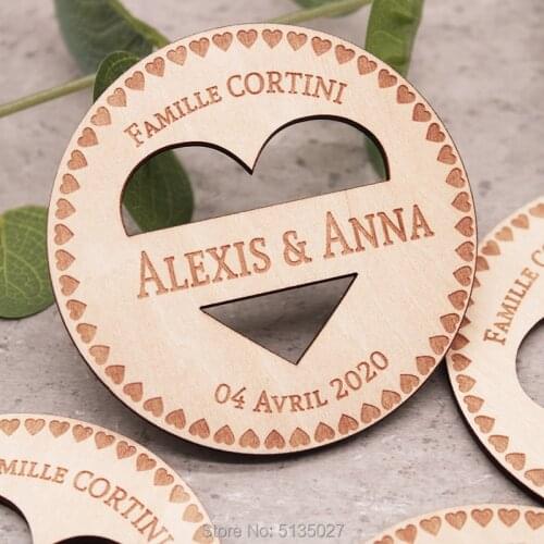 Personalized Wedding Magnets Custom Magnet Rustic Wedding Invitation Wooden Save the Date Heart Magnet Wedding Favor