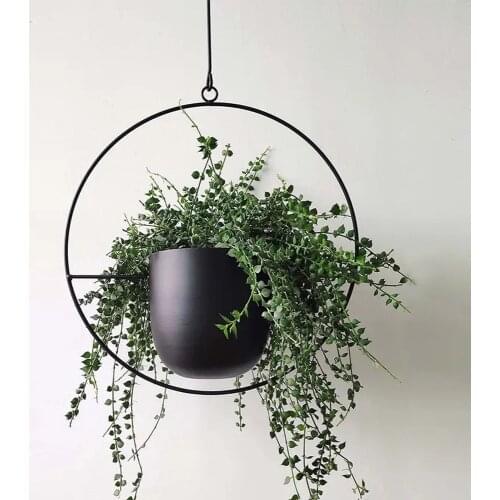 Home Balcony Plant Hanger Garden Metal Chain Hanging Basket Flower Pot Plant Stand Tray Modern Minimalist Iron Plant Stand