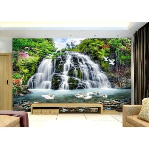 Custom 3D Mural Wallpaper For Wall Beautiful Nature Landscape Photo Waterfall Ducks Wall For Room Decor TV Sofa Backdrop