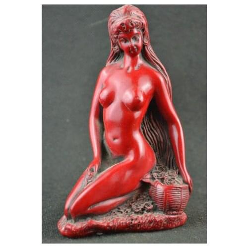Elaborate Chinese Collectible Decorate Handwork red resin belle art body statue