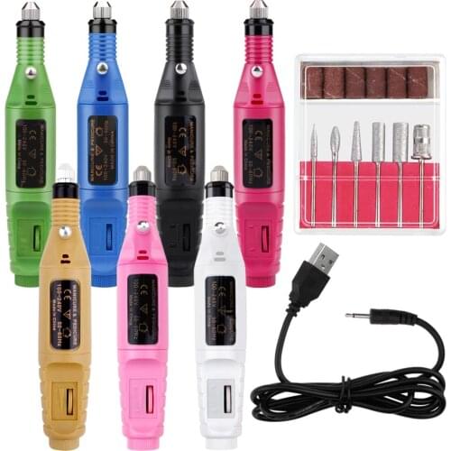 Professional Manicure Machine Pen Pedicure Machine Nail File Nail Tools 6 Bits Drill Electric Nail Drill Manicure Apparatus Tool
