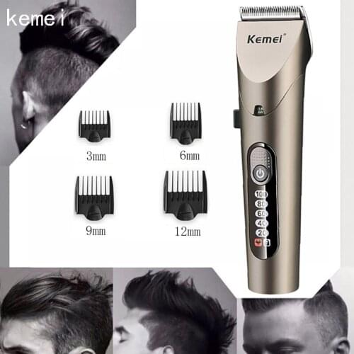 4 Fine Tuning Professional LED Hair Trimmer Electric Hair Clipper Waterproof Mens Cordless Machine Stainless Steel Blade