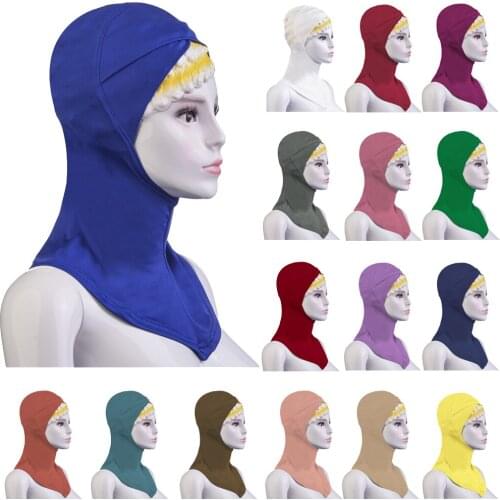 Muslim Women Hijabs Under Scarf Cap Islamic Amira Bone Bonnet Ninja Hijab Hat Head Wear Neck Cover Prayer Hat Niquabs Inner Cap
