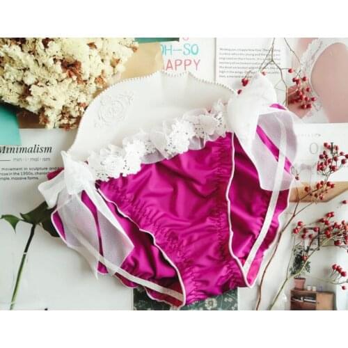 2018 New Arrival M L Lovely Cute Lolita Kawaii Princess Big Hot Bows Hot Sexy Solid Panties Underwear Brief Thong WP433