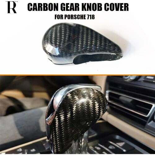 Real Carbon Fiber Inside Gear Knob Cover for Porsche 718 Boxster Cayman 2016 up interior accessories