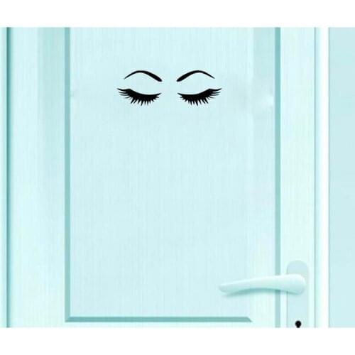 YOJA 24*8.3CM Eyelashes Cute Fashion Wall Sticker Door Decoration Decal Black Accessories A40352