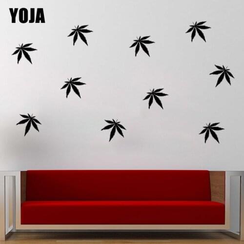 YOJA 8×8CM 20PCS Plant Leaves Living Room Wall Decoration Fresh Modern Style Stickers 8WS0017
