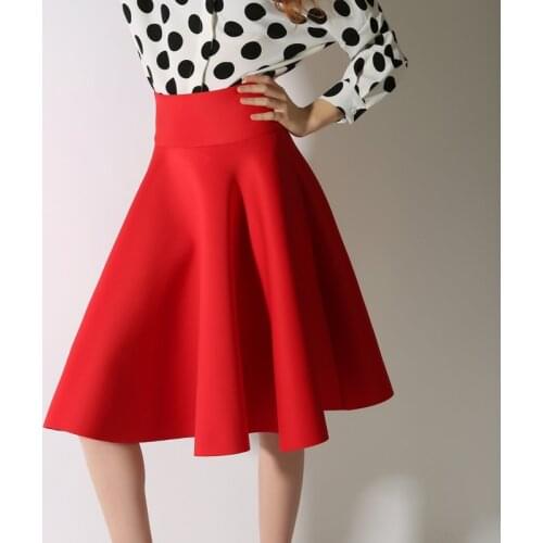 Hot sale 2015 Summer Style women New Fashion Elegant Solid High Waist Slim Pleated A Line Skirt plus size woman Midi Skirt