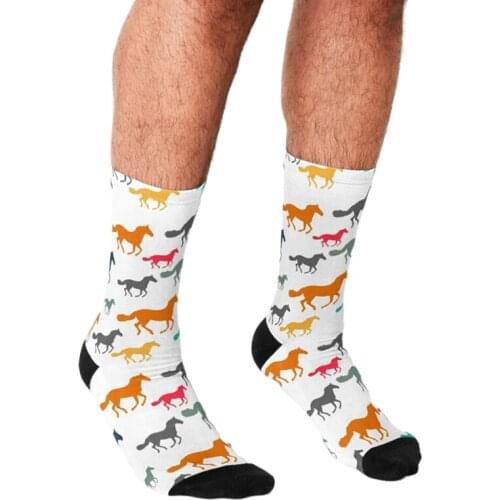 Funny Men socks Colorful Horses pattern Printed hip hop Men Happy Socks cute boys street style Crazy novelty Socks for men