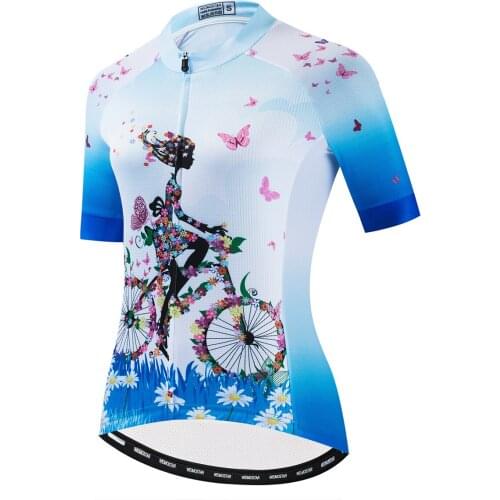 2020 Women Short Sleeve Cycling Jerseys Butterfly Bicycle Shirts Breathable Mountain Bicycle Clothes