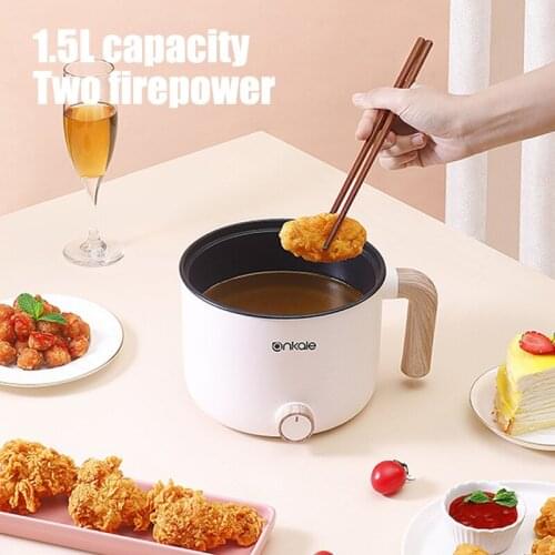 1.5L Electric Cooking Pot Household Multi Cooker 220V 3 Gears Frying Pot Non-Stick Mini Hot Pot 660W Boil Stew Skillet