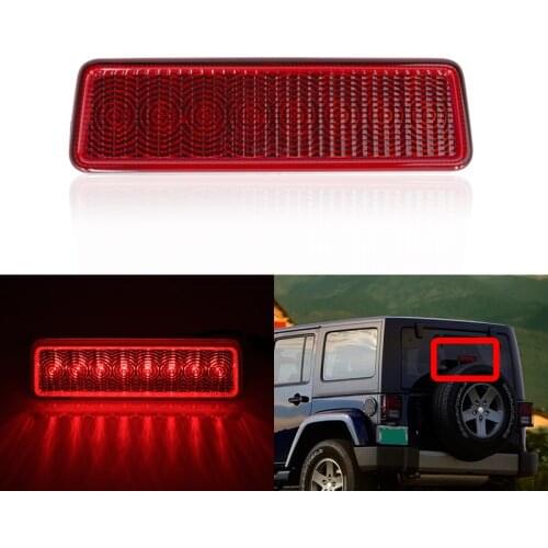 1x Red Strobe 8-SMD LED Third 3rd Brake Light F1 Style Tail Stop Lamp For Jeep Wrangler JK 2007-2017 OEM:55397217AJ 68048581AA