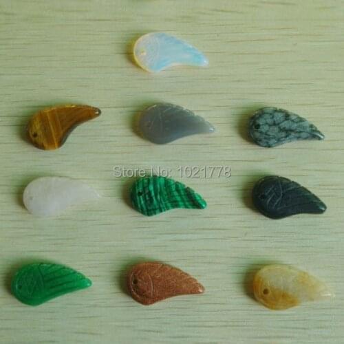 2018 Fashion Natural stone mixed carved angel wings charms pendants for jewelry making 20pcs wholesale free shipping hot sale