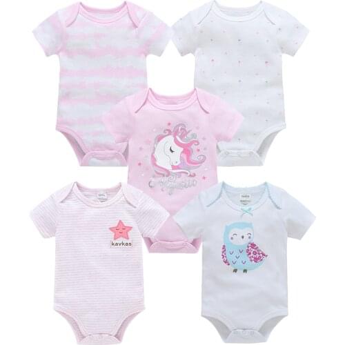 2021 5Pcs Summer New Baby Girl Bodysuits Cute Cartoon Newborn Baby Boy Jumpsuit Overall Christmas Infant Girl Bebe Coverall