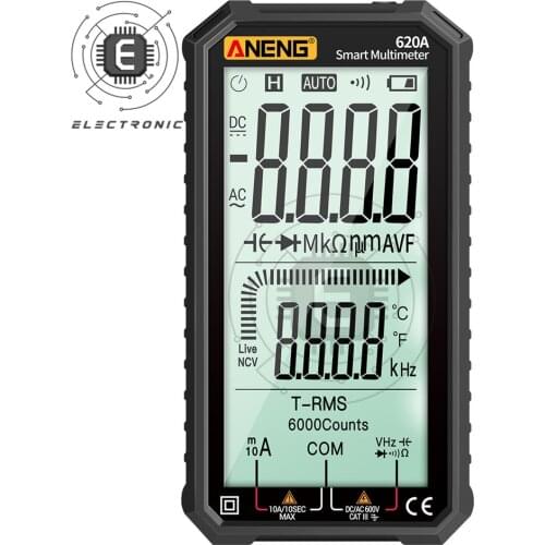 620A Ultra-thin Smart Multimeter Transistor Testers 6000 Counts True RMS Electrical Capacitance Meter Temp Resistance