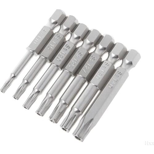 7Pcs Star Drill Bits Screwdriver Magnetic 1/4" Hex Shank Hand Tools Five-pointed Star Bore T10-T40 Hxx