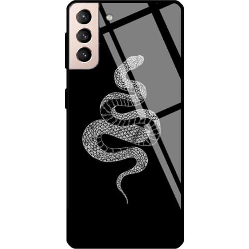 Occult Gothic Snake Satan Devil Tempered Glass Case For Samsung Galaxy S21 Ultra S20 FE S8 S9 S10 Note 10 Plus Note 20