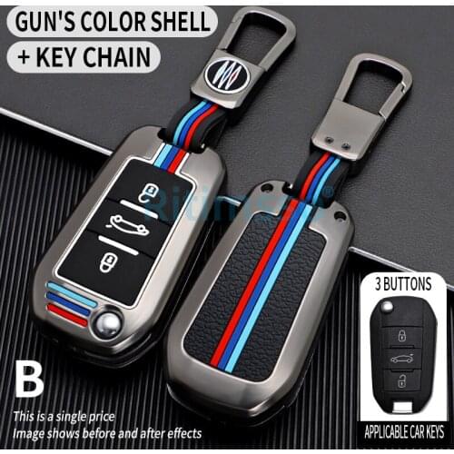 New Alloy Flip Car Key Case Full Cover Shell for Citroen CACTUS C4L Peugeot 508 301 2008 3008 408 C5 C3 Auto Key Protection