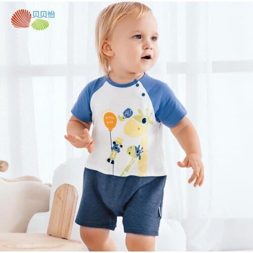 Bornbay Baby romper splice baby romper cartoon printed cotton comfortable breathable summer newborn jumpsuit baby jumpers