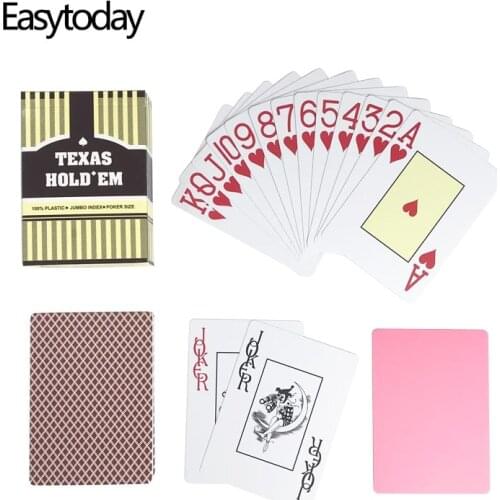 Easytoday 1Pcs/Set Waterproof Baccarat Texas Hold'em Plastic Frosting Poker Cards Playing Cards Green And Brown Board Games