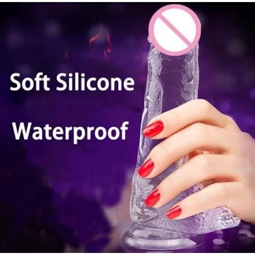 Transparent crystal dildo tpe Women Masturbator massage Artificial Penis Sex dildo for women