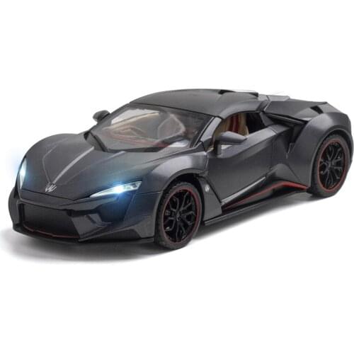 1:24 high simulation Lyken Finnier Hypersport alloy sports car model ornaments with sound and light childrens toys for gifts