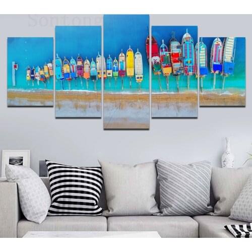 Canvas Painting Wall Art Sailboat Blue Sea Decoration Painting Home Decoration Living Room Sofa Background Wallpaper