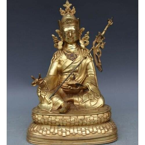 China Tibet Temple Old Bronze Copper Guru Rinpoche Padmasambhava Buddha Statue