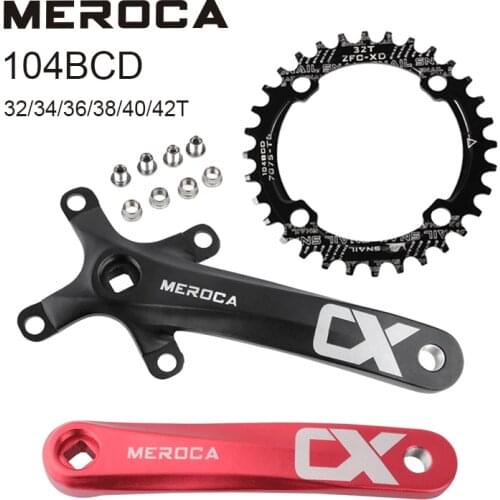 MEROCA CX Square Hole Bicycle Crankset 104BCD MTB 170mm Crank 32/34/36/38/40/42T Bicycle Sprocket Mountain Bike Square Crank