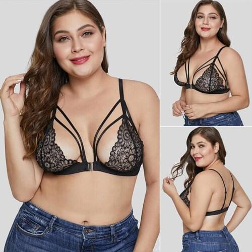 Hot Kf-Women Plus Size Bra Enchanting Lace Sexy Hollow Lingerie Sleepwear Brassiere Underwear