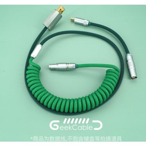 GeekCable Handmade Customized Mechanical Keyboard Data Cable For GMK Theme MAXKEY Keycap Line Green And Dark Green Colorway