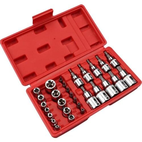 30Pcs Socket Socket Key Set Pneumatic Tool Batch Sleeve Set Machine Motor Socket Wrench Female Torx Male With 1/4"