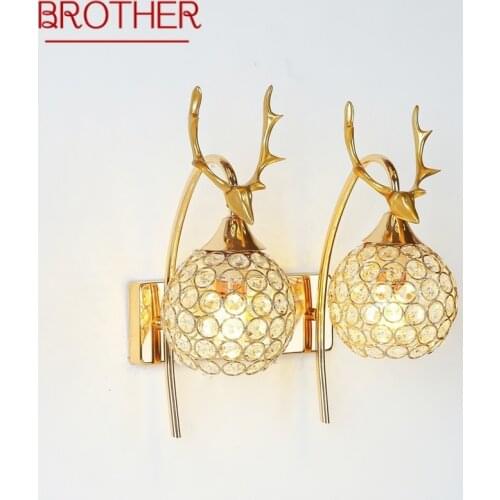 BROTHER Wall Lamps Contemporary Creative LED Gold Sconces Crystal Lights Indoor For Home Bedroom