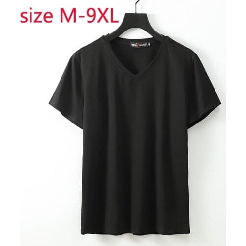 New Arrival Fashion Summer Cotton Men Short Sleeve Super Large Man Fashion V-neck Knitted Casual Plus Size M-4XL5XL6XL7XL8XL9XL