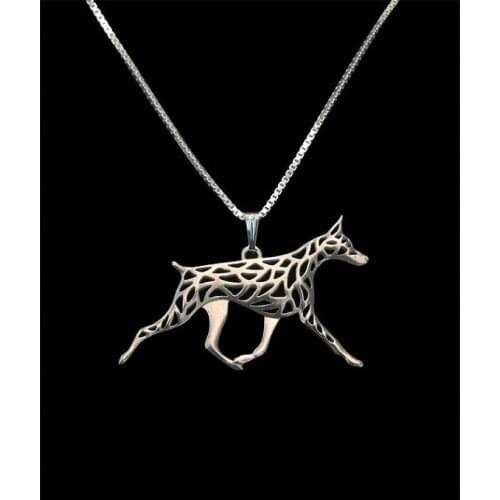 Wholesale Unique Handmade Boho Chic Doberman movement Necklace Female/Male Gift Pendant--12pcs/Lot