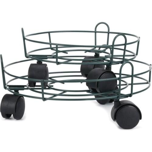 2-Piece Mobile Flower Pot Tray Large Flower Pot Holder with Brake Roller Holder Bonsai Tray