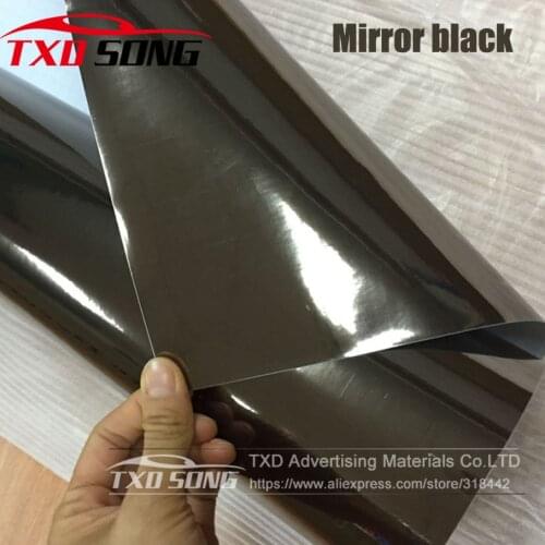 50CM*1M/2M/3M/4M/5M Roll Car styling High stretchable Mirror black Chrome Mirror Vinyl Wrap Sheet Roll Film black mirror film