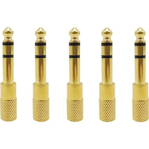 6.5mm Stereo Headphone Plug Audio Connectors Gold-plated 6.5mm Male Plug to Jack 3.5mm Female Socket Microphone Aux Converter