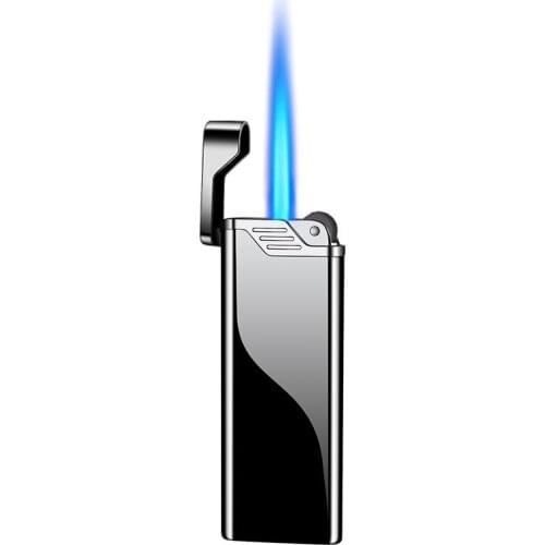 Extra-thin Metal Jet Flame Lighter Flint Grinding Wheel Torch Cigar Lighters Inflatable Gas Butane Lighter Smoking Accessories