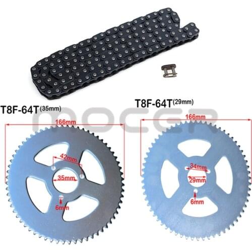 T8F-136 links Chain 64T 29mm 35mm Rear Sprocket For 43cc 49cc Minimoto Moped Scooters 2 Stroke Engine Pocket Bike Mini Quad ATV