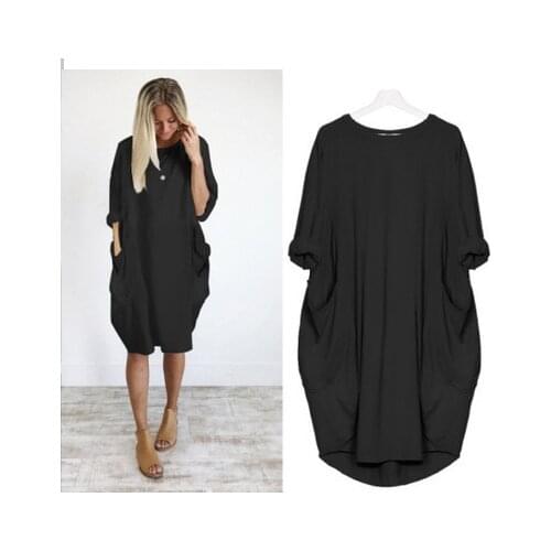 Spring and Autumn Dresses European and American Fashion Casual Mid-Length Dress Plus Size Womens Clothing