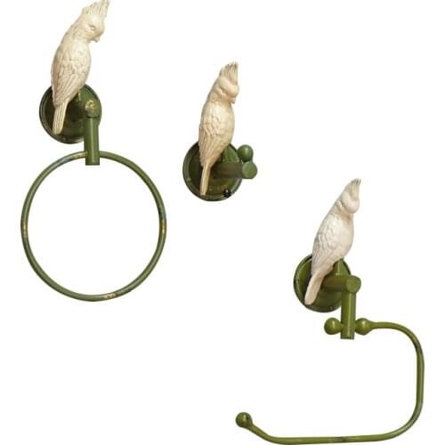 Parrot vintage retro metal wall mount towel ring