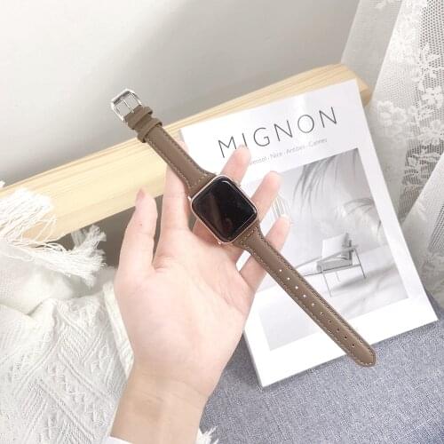 High quality Leather Loop for iwatch series se 6 5 4 3 2 1 44mm Strap for Apple Watch Band 38mm 42mm 40mm