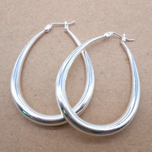 925 Sterling Silver Jewelry Wholesale 925 Carved Silver Jewelry Small U-Shaped Smooth Earrings Foreign Trade Fashion 44X33MM