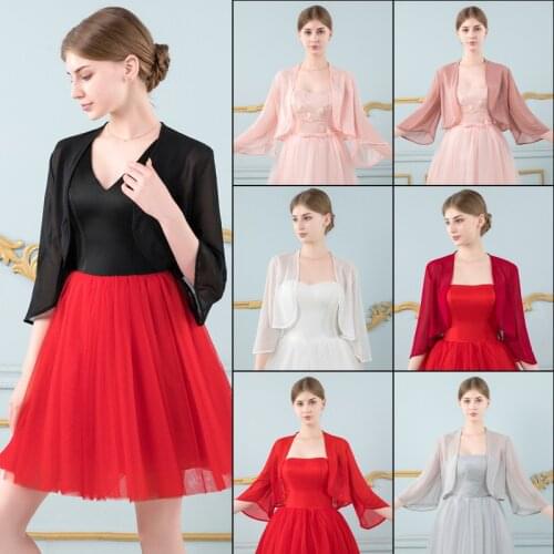 8 Colors Shrugs For Bridal Bolero Women Chiffon Wedding Jacket Wraps And Shawls Cape For Dress Bride Jacket Mariage Accessories