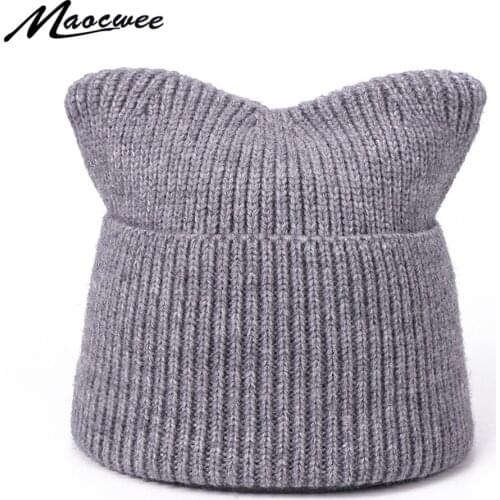 Winter Hats Knitted Hat Hot Ears Cat Girl High Quality Fashion Women Headdress Females Beanies Caps Trilby Balaclava Bonnet Hats